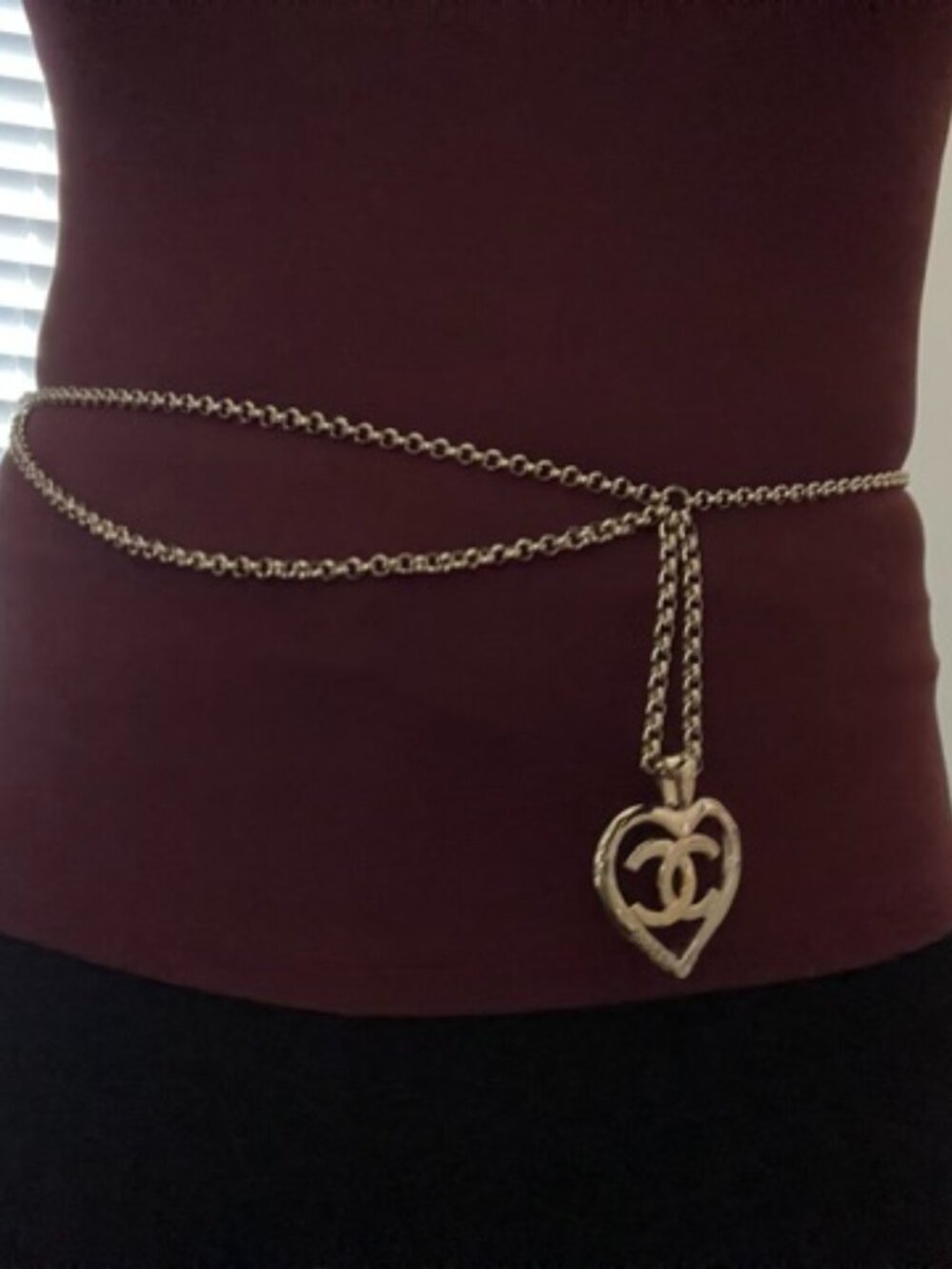 Chanel CC Heart Pendant Chain Belt/Long Necklace - Picture 2 of 11